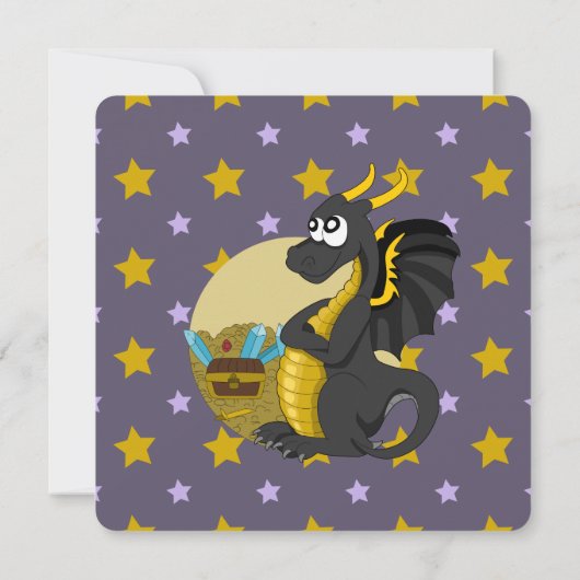 Caricature de dragon vert invitations à imprimer (Dos)