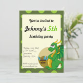 Caricature de dragon vert invitations à imprimer (Debout devant)