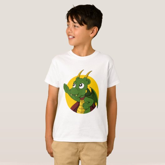 Caricature de dragon vert T-Shirt (Devant entier)
