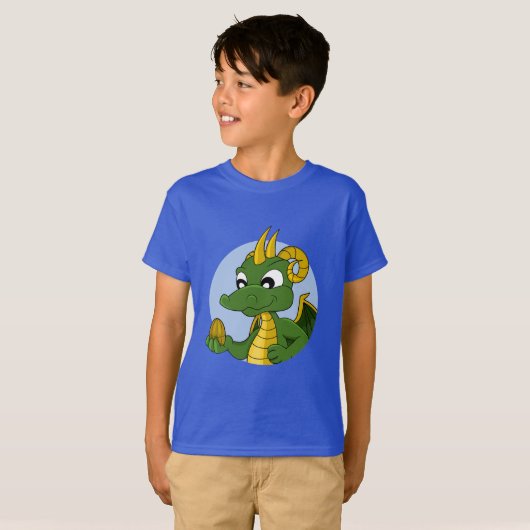 Caricature de dragon vert T-Shirt (Devant entier)