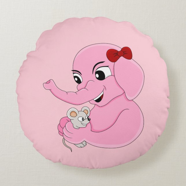 Caricature de fille d'éléphant mignonne coussin ro (Devant)