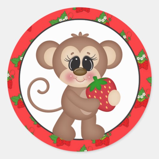 Caricature de fraise Monkey fun sticker (Devant)