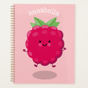 Caricature de framboise très heureuse
