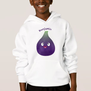 Caricature de fruits mauve joyeux aux figues