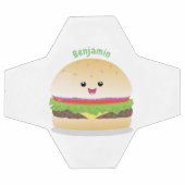 Caricature de hamburger kawaii joyeux (Plat)