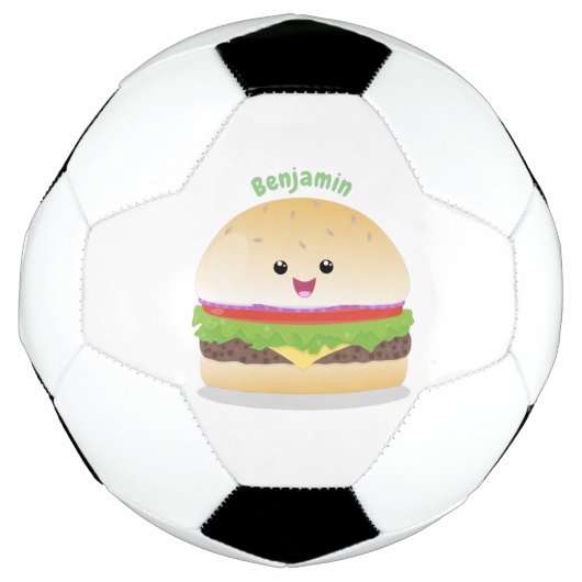 Caricature de hamburger kawaii joyeux (Devant)