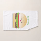 Caricature de hamburger kawaii joyeux (Serviette à main)