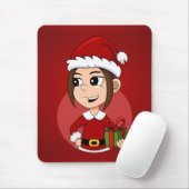 Caricature de la fille de Noël tapis de souris (Avec souris)
