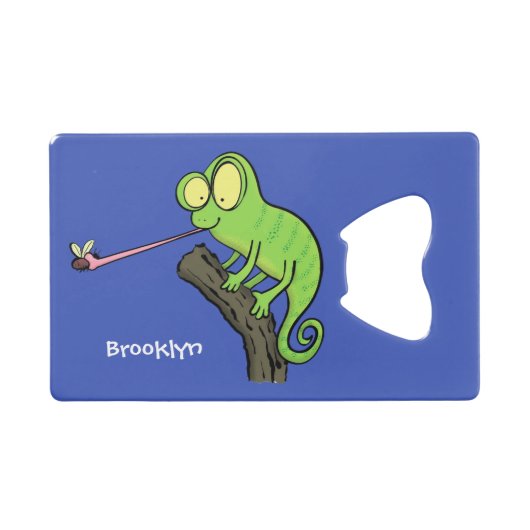 Caricature de lézard de caméléon vert joyeux (Devant (Horizontal))