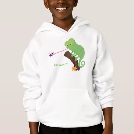 Caricature de lézard de caméléon vert joyeux (Devant)