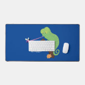 Caricature de lézard de caméléon vert joyeux (Clavier et souris)