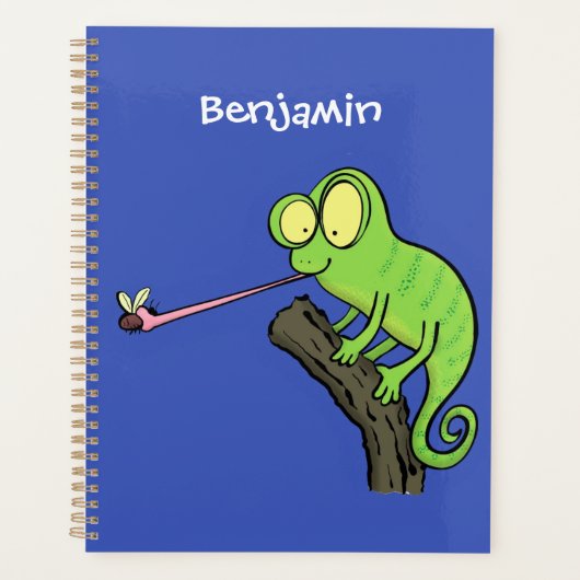 Caricature de lézard de caméléon vert joyeux (Devant)