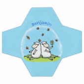 Caricature de moutons mignons amis et papillons (Plat)