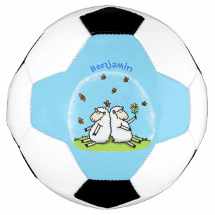 Caricature de moutons mignons amis et papillons