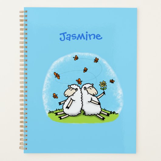 Caricature de moutons mignons amis et papillons (Devant)