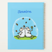 Caricature de moutons mignons amis et papillons (Dos)