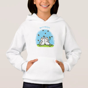 Caricature de moutons mignons amis et papillons
