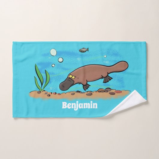 Caricature de natation de Cute platypus (Serviette à main)