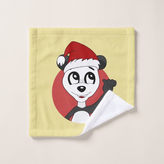 Caricature de Noël avec mignon panda linge (Gant de toilette)