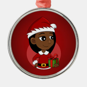Caricature de Noël fille ornement de métal