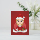 Caricature de Noël fille vacances carte postale (Debout devant)