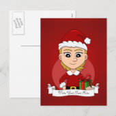 Caricature de Noël fille vacances carte postale (Devant / Derrière)