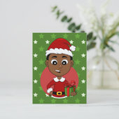 Caricature de Noël garçon vacances carte postale (Debout devant)