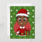 Caricature de Noël garçon vacances carte postale (Devant / Derrière)