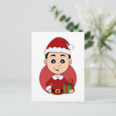 Caricature de Noël garçon vacances carte postale (Debout devant)