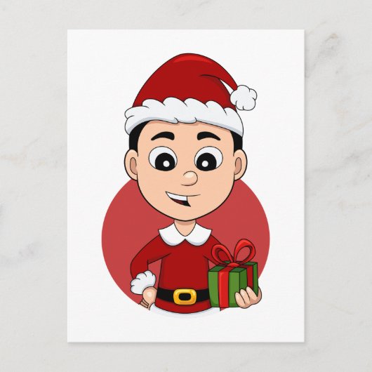 Caricature de Noël garçon vacances carte postale (Devant)
