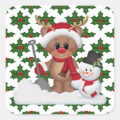 Caricature de Noël Reindeer sticker de vacances (Devant)