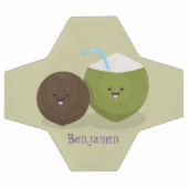 Caricature de noix de coco kawaii joyeux (Plat)