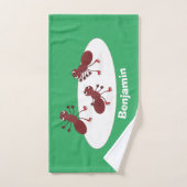 Caricature de patinage sur glace de Happy red four (Serviette à main)