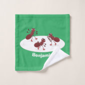 Caricature de patinage sur glace de Happy red four (Gant de toilette)