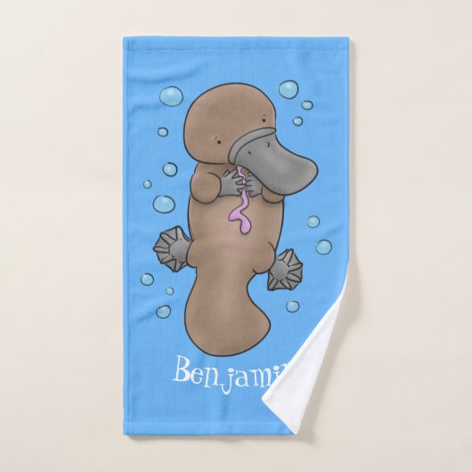 Caricature de platypus bébé très heureuse (Serviette à main)