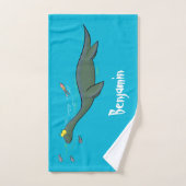 Caricature de plesiosaure, monstre marin mignon et (Serviette à main)