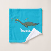 Caricature de plesiosaure, monstre marin mignon et (Gant de toilette)