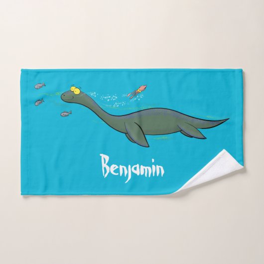 Caricature de plesiosaure, monstre marin mignon et (Serviette à main)