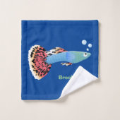 Caricature de poisson tropical guppy très chic (Gant de toilette)