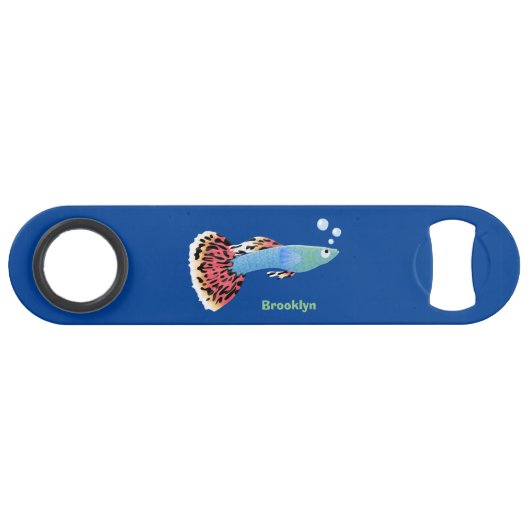 Caricature de poisson tropical guppy très chic (Devant (Horizontal))