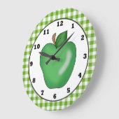 Caricature de pomme verte horloge murale (Angle)