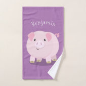 Caricature de porc mignon rose pot vendue (Serviette à main)