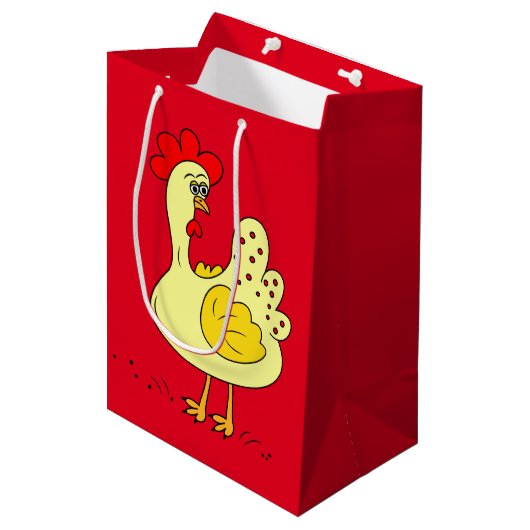 Caricature de poulet du pays sac cadeau moyen (Devant Angle)