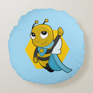 Caricature de Superhero abeille coussin rond
