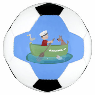 Caricature de voilier et de canot à rames garçon m