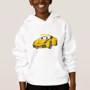 Caricature de voiture sport jaune joyeux