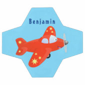 Caricature de vol d'avion rouge mignon (Plat)