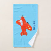 Caricature de vol d'avion rouge mignon (Serviette à main)