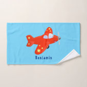 Caricature de vol d'avion rouge mignon (Serviette à main)