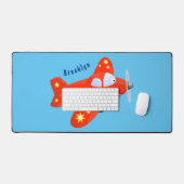 Caricature de vol d'avion rouge mignon (Clavier et souris)